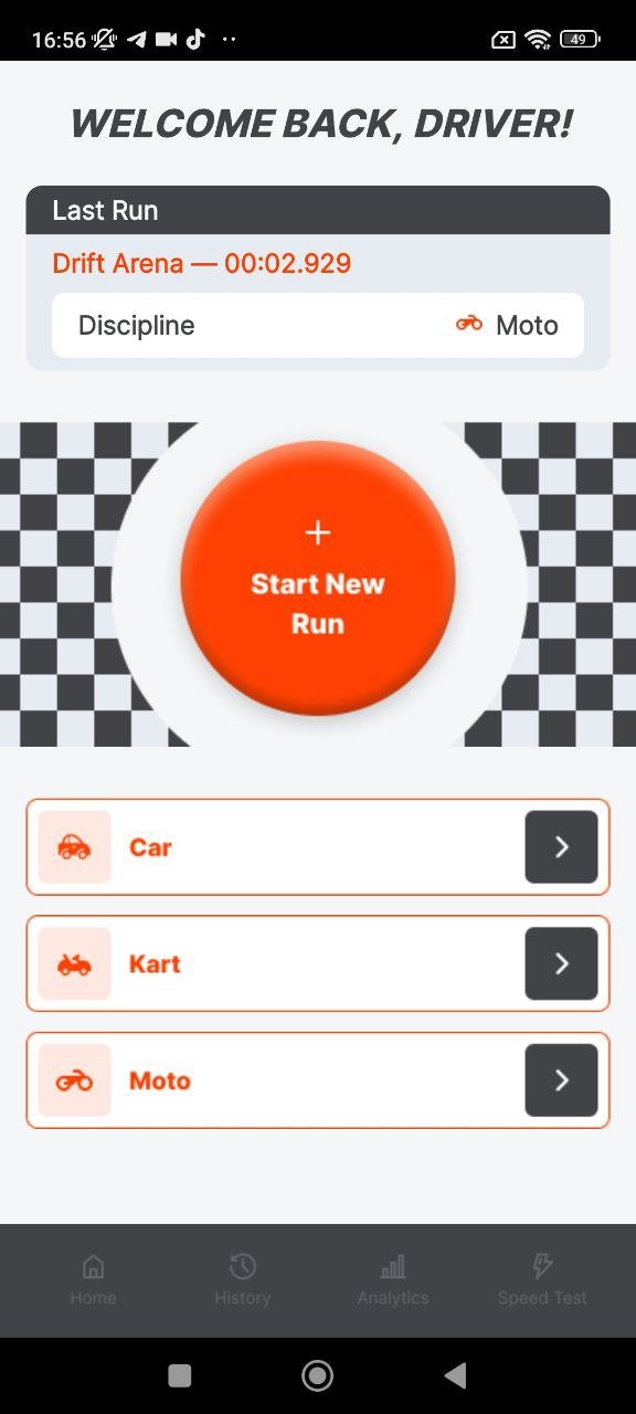 Misli Sport Driver dashboard screen